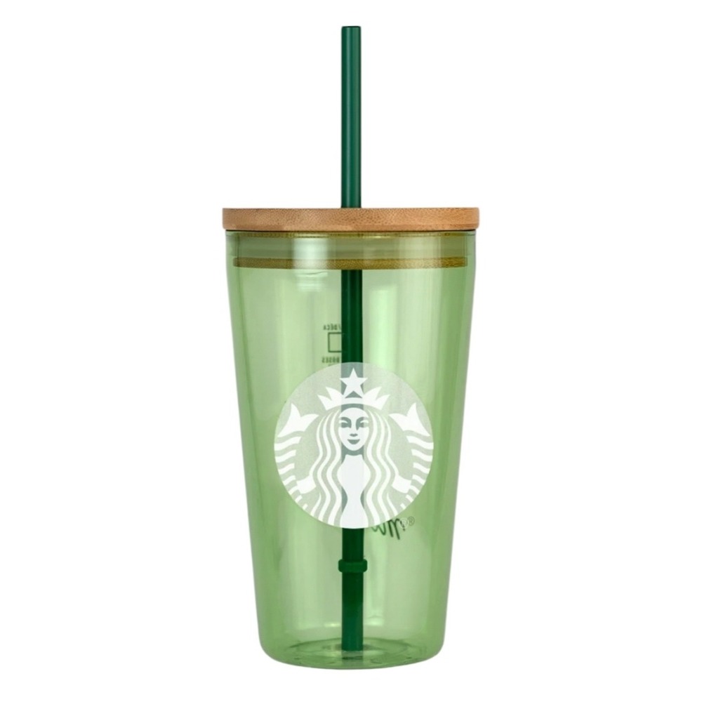 Starbucks Matcha Glass Cold Cup 16oz Bamboo Lid Green GlassTumbler New 2026